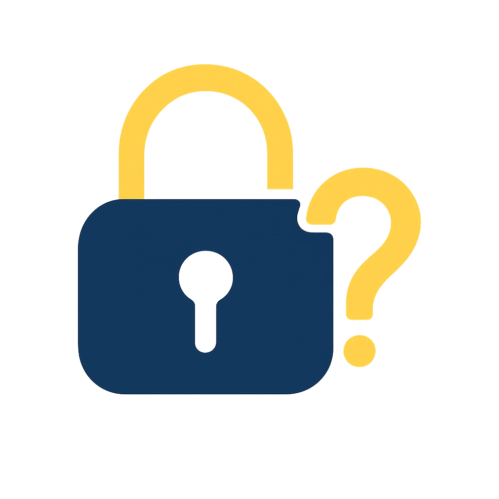 FAQ-Icon mit Schloss und Fragezeichen – häufige Fragen zum Schlüsselnotdienst